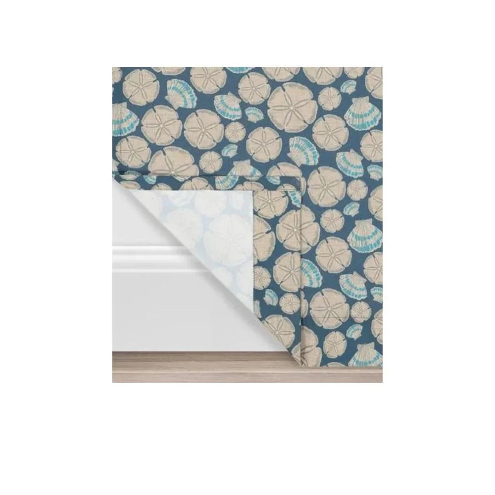 Waverly NIP Indigo (Blue & Tan) Sun n Shade Sand Dollar Window Curtain, 52x95